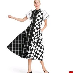 Christopher John Rogers Mixed Checkerboard Puff Sleeve Shirtdress Target 16W/18W